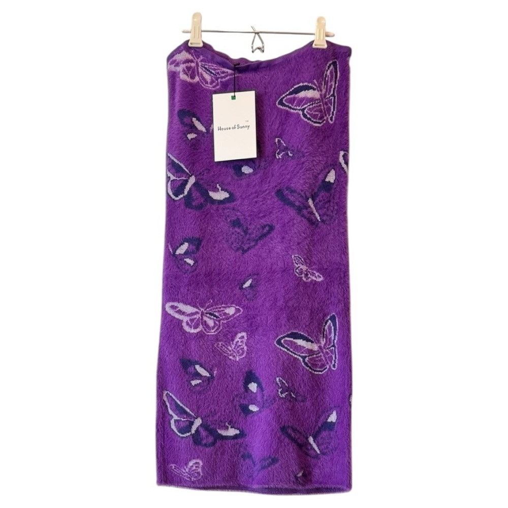 House of Sunny Crazy Town Hockney Strapless Tube Dress, Purple Heat, Small, NWT - Picture 7 of 9